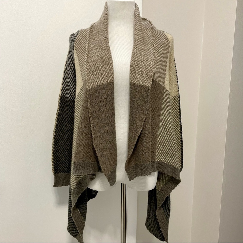 Cynthia Rowley Wool Blend Waterfall Cardigan Sweater Brown/Taupe/Tan Size Large